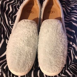 Light baby blue fuzzy sneakers
